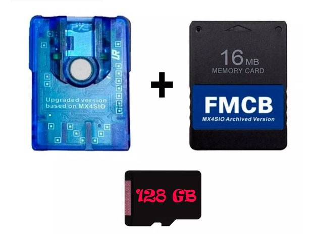&u+  KIT MEMORIA FREEBOOT OPL PS2 + MX4SIO / MG2BOX + MICRO SD 128GB